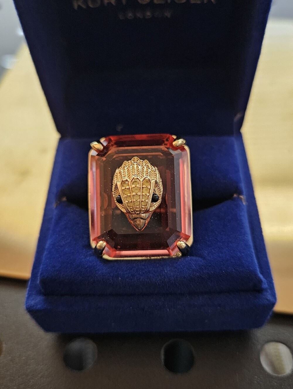 Kurt Geiger Pink Crystal Statement Ring- 8.5 - Picture 2 of 5